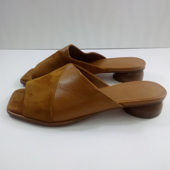 M.Gemi Ilaria Women 8.5 US 39 EU Open Toe Brown Leather Italian Mule Heels - Picture 3 of 9